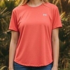 ✨Under Armour Women's Fushia Hot Pink Work Out Gym Jersey Plus Size Top Size 2X